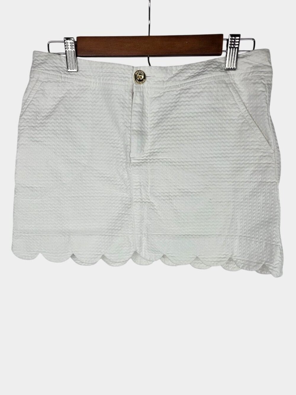 Lilly Pulitzer White Seersucker Scalloped Skort Mini Skirt Sz 2 Style #026754
